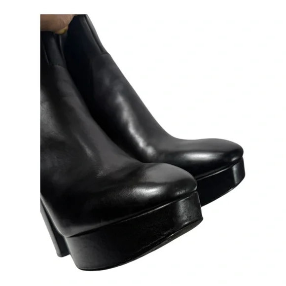 ASH Amazon Black leather platform ankle boots - Picture 5 of 7